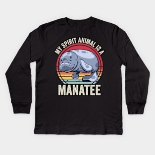 Funny Manatee Is My Spirit Animal Vintage Kids Long Sleeve T-Shirt